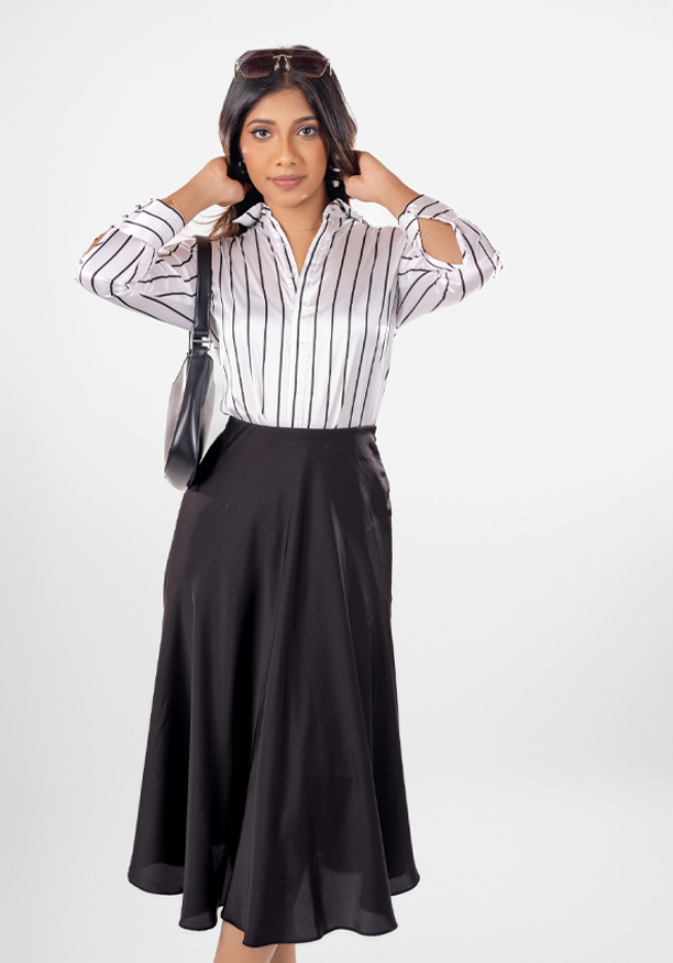 CONSEAL PLACKET STRIPE BLOUSE